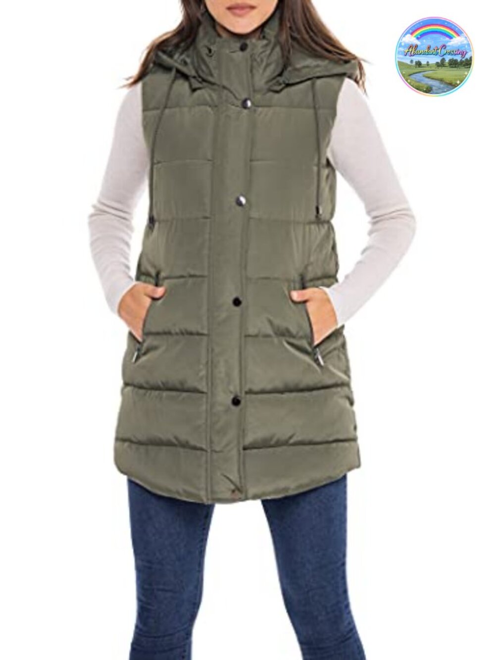 Long Puffer Vest Quilted Faux Down Filled Hooded Fall Winter